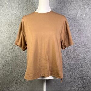 Athleta Top Womens Small Brown Short Sleeve Relaxed Athletic Yoga Casual Preppy